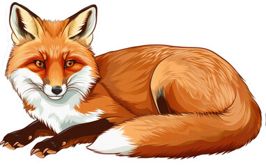 Sticker Fox isolated on transparent Background