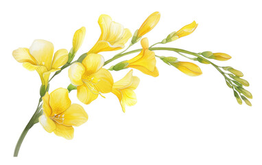 Sticker Featuring Freesia Branch isolated on transparent Background