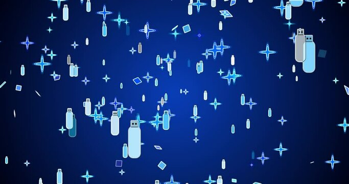 
4K USB flash drive or Pen drive neon background. Neon Pen Drive on colorful backgrounds for a banner, social media feed wallpaper stories. Technology video material animation. 