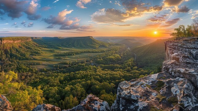 A breathtaking morning panorama showcasing cliffs, beaches, rivers, and lush greenery under a clear sky. An ideal wallpaper for a serene nature scene.
