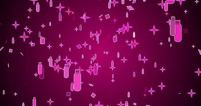 
4K USB flash drive or Pen drive neon background. Neon Pen Drive on colorful backgrounds for a banner, social media feed wallpaper stories. Technology video material animation. 