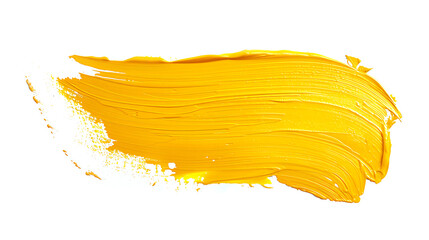 one brush stroke of yellow color isolated on white background