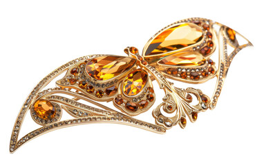 Shining Gold Beryl Brooch isolated on transparent Background