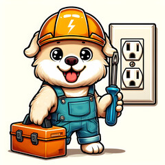Electrician dog cartoon 