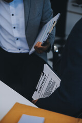 Consultation and conference of Male lawyers and professional businesswoman working and discussion...