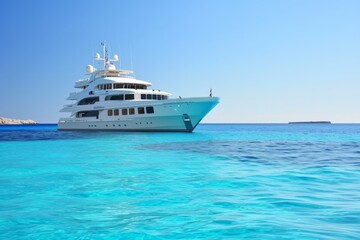 Fototapeta premium White yacht on a blue ocean