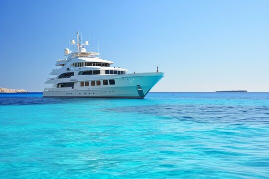 White yacht on a blue ocean