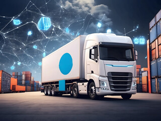 The freight forwarding companies of the future and their customers will bring together multi-sector delivery designs. Logistics solutions from the future in the image design. - obrazy, fototapety, plakaty