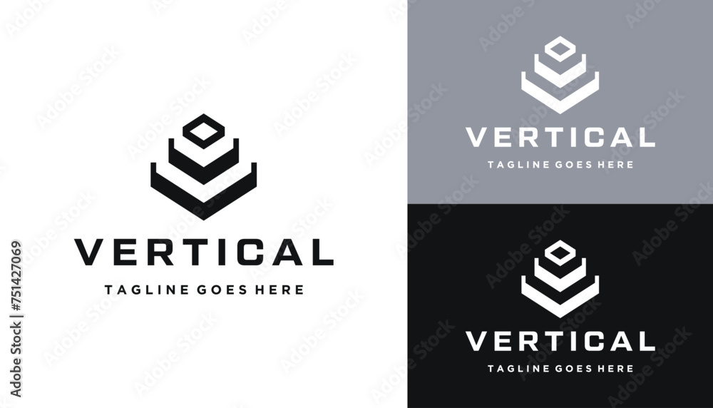 Poster simple initial letter v with modern line hexagon logo design