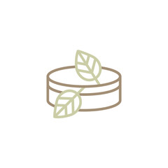 Cabilock Round Wooden Box with green leaf icon. Biodegradable, compostable. Eco friendly material production. Nature protection concept. Vector Illustration, editable strokes - 751427093