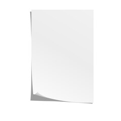 A4 sheet of paper with a curved lower left corner.