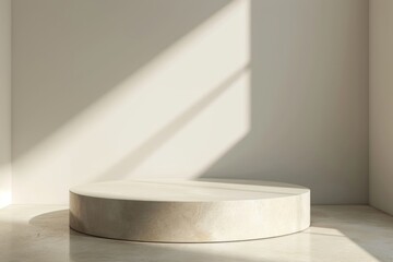 Sophisticated minimalism: A pristine podium bathed in soft ambient light for a refined and modern aesthetic