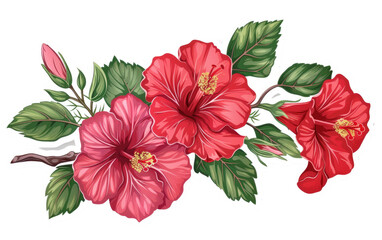 Sticker featuring a Hibiscus Branch isolated on transparent Background