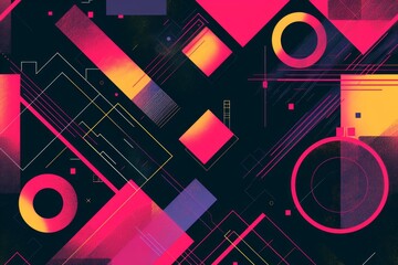 Retro-futuristic Y2K-style matrix of vibrant geometric shapes, creating an energetic and visually captivating background