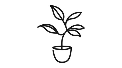 Fototapeta na wymiar Continuous line drawing of a flower in a pot. Beautiful flower Isolated on a white background. Vector illustration
