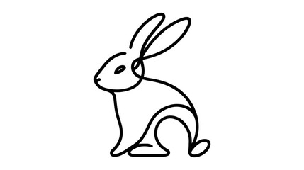 Rabbit one line drawing icon vector illustration on white background