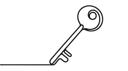 continuous line drawing of key. vector illustration on white background