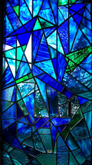 Fototapeta premium Colorful stained glass window. Abstract stained-glass background. Art Nouveau decoration for interior. Vintage pattern.