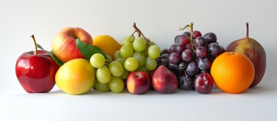 A variety of fresh, colorful and delicious fruits on display at a vibrant market