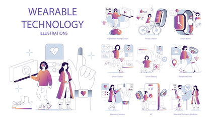 Wearable Technology concept. Flat vector illustration.