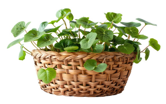 Rattan Pot with Scalloped Jacobs Ladder isolated on transparent Background