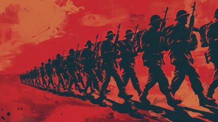 Propaganda Style Design of Soldiers Marching