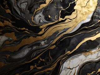 Obraz premium marbled marble with gold lines, elegant background design for graphic design. dark black onyx color with gold threads