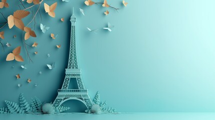 Paper Eiffel Tower. Generative AI
