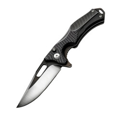 Obraz premium Close-Up of a Folding Pocket Knife , Transparent Background, Cut Out