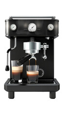 Espresso Machine With Two Cups of Coffee, Transparent Background, Cut Out