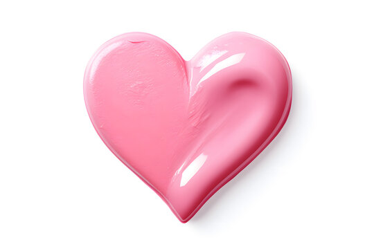 Heart made of pink lipstick isolated on white