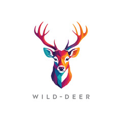 Colorful wild deer vector logo design. easy to edit