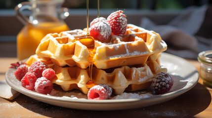 Freshly baked waffles