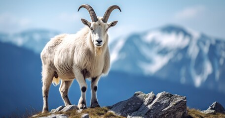 A Spirited Mountain Goat Claims the Stone Enclaves of the Tatras as Home - obrazy, fototapety, plakaty