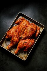 Whole chicken marinated in spices ready to roast | Spatchcock butterfly chicken