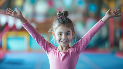 Fototapeta premium A girl gymnast is practicing, ai generative