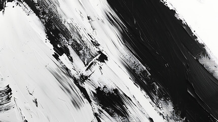 Black ink oil brush abstract painting on white background
