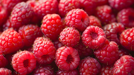 Fresh red ripe raspberries background
