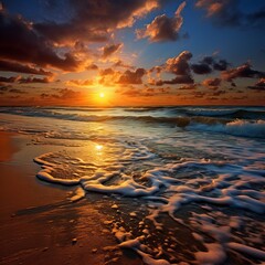 Fototapeta premium Sunrise on the beach is a very beautiful moment.