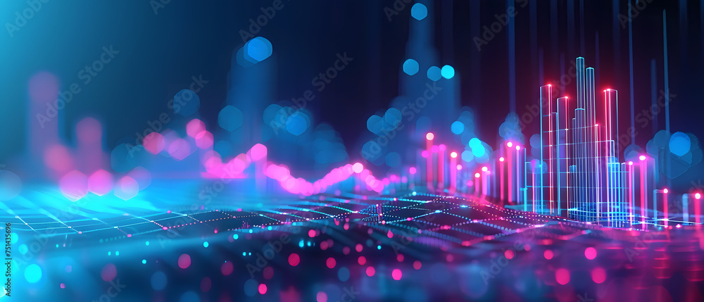 Poster 3d rendering of abstract background with glowing particles in cyberspace