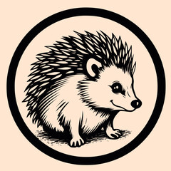 Black and White Hedgehog Outline Silhouette Ornament Vector Art for Logo and Icon, Sketch, Tattoo, Clip Art