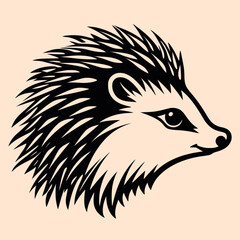 Black and White Hedgehog Outline Silhouette Ornament Vector Art for Logo and Icon, Sketch, Tattoo, Clip Art