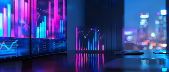 Financial stock market graph on digital screen. Business and finance concept. 3D Rendering