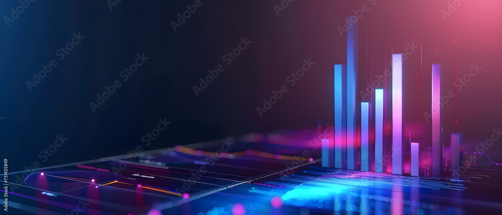 Poster 3d rendering of a financial graph on a digital background. business concept