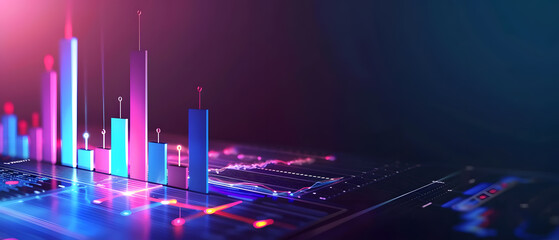 Futuristic glowing business chart. 3d rendering toned image