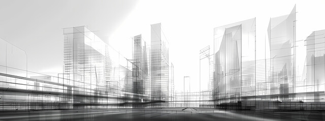 Fototapeta premium Echoes of Modernity: Sketching the Urban Future