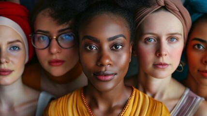 Multiethnic Women Together in a Strong Stance - obrazy, fototapety, plakaty
