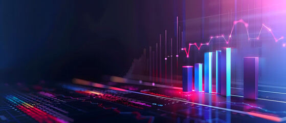 Futuristic glowing business chart. 3d rendering toned image - Powered by Adobe