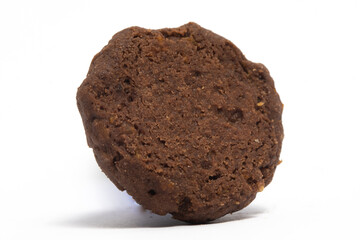 Afghan cookies made from chocolate and cornflakes with almond on top back view isolated on white background clipping path