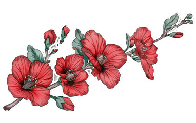 Sticker featuring Malope Branch isolated on transparent Background
